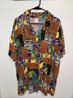 Bentley Multicolor vintage Short-Sleeve Button-Down Shirt - Brown/Teal/Purple